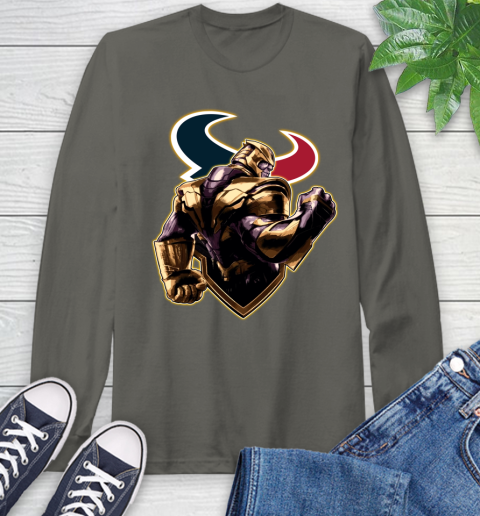 NFL Thanos Avengers Endgame Football Sports Houston Texans Long Sleeve T-Shirt 8