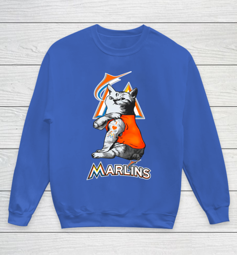MLB Baseball My Cat Loves Miami Marlins Youth Sweatshirt 6