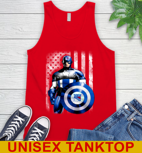 New York Rangers NHL Hockey Captain America Marvel Avengers American Flag Shirt Tank Top 5