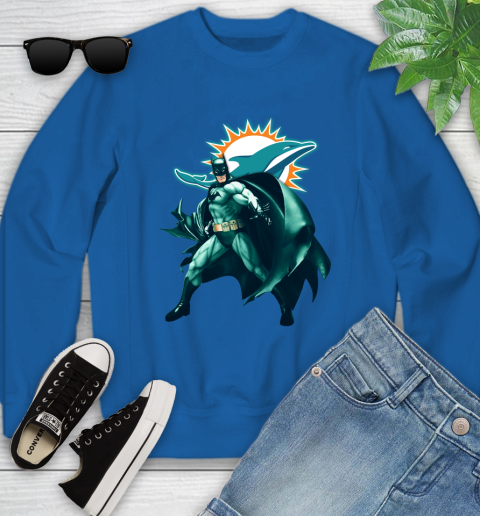 NFL Batman Football Sports Miami Dolphins Youth Sweatshirt 8