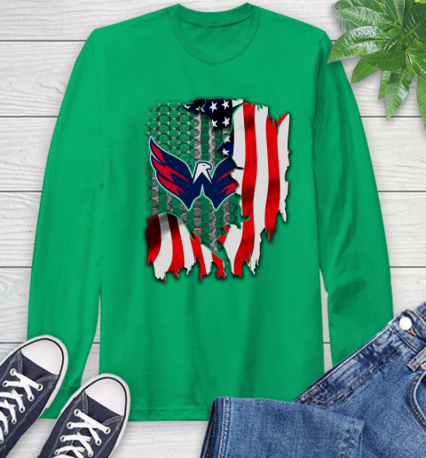Washington Capitals NHL Hockey American Flag Long Sleeve T-Shirt 8