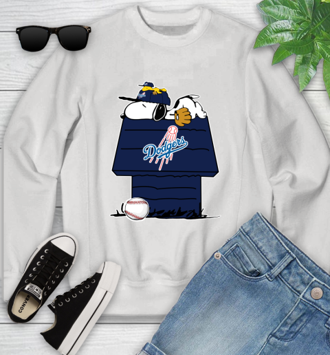 MLB Los Angeles Dodgers Snoopy Woodstock The Peanuts Movie Baseball T Shirt_000 Youth Sweatshirt