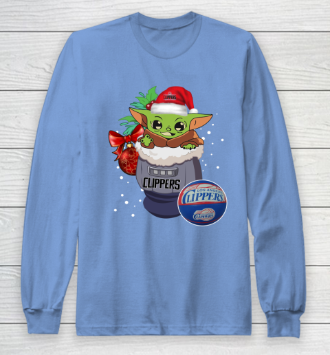 LA Clippers Christmas Baby Yoda Star Wars Funny Happy NBA Long Sleeve T-Shirt 11