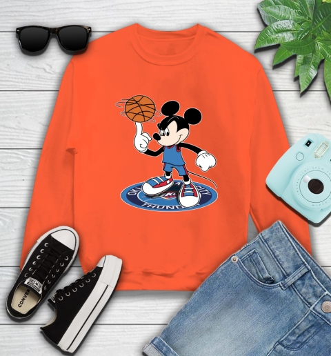 NBA Basketball Oklahoma City Thunder Cheerful Mickey Disney Shirt Sweatshirt 4