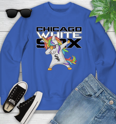 Chicago White Sox MLB Baseball Funny Unicorn Dabbing Sports Youth Sweatshirt 8