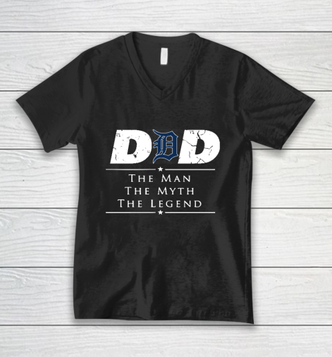 Detroit Tigers MLB Baseball Dad The Man The Myth The Legend V-Neck T-Shirt