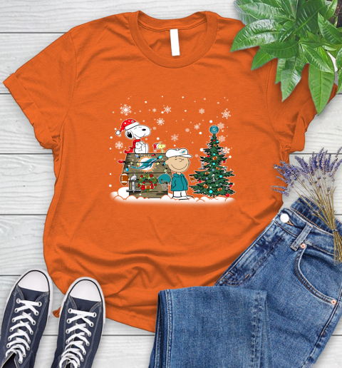 NFL Miami Dolphins Snoopy Charlie Brown Christmas Football Super Bowl Sports Women's T-Shirt 3