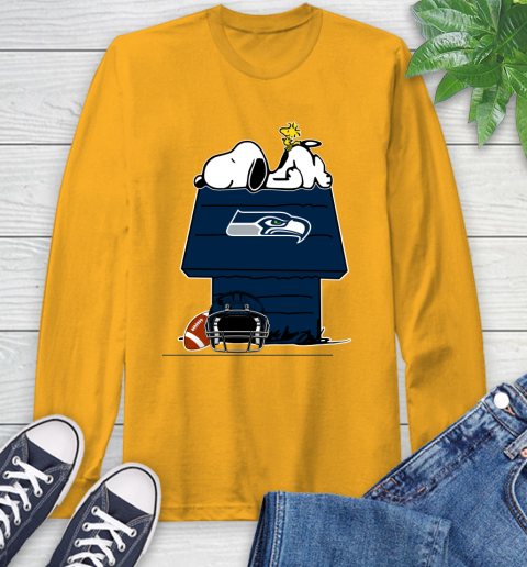 Seattle Seahawks NFL Football Snoopy Woodstock The Peanuts Movie Long Sleeve T-Shirt 3