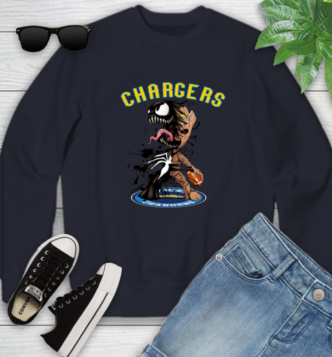 NFL San Diego Chargers Football Venom Groot Guardians Of The Galaxy Youth Sweatshirt 3