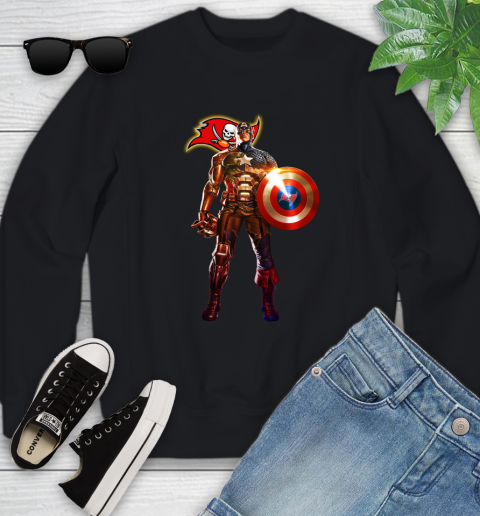 NFL Captain America Marvel Avengers Endgame Football Sports Tampa Bay Buccaneers Youth Sweatshirt 2