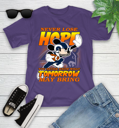 Los Angeles Rams NFL Football Mickey Disney Never Lose Hope Youth T-Shirt 3