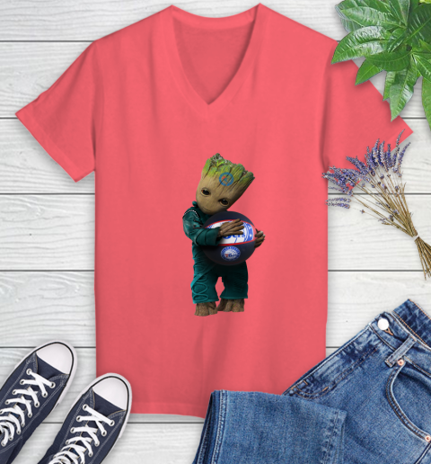 NBA Groot Guardians Of The Galaxy Basketball Sports Philadelphia 76ers Women's V-Neck T-Shirt 6