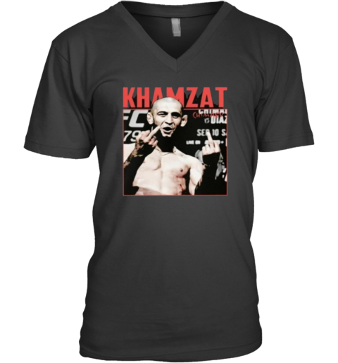 Khamzat Chimaev Middle Finger Premium V-Neck T-Shirt
