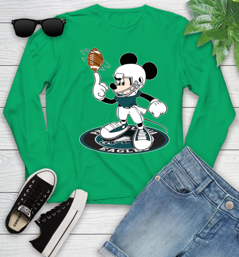 NFL Football Philadelphia Eagles Cheerful Mickey Disney Shirt Youth Long Sleeve 6