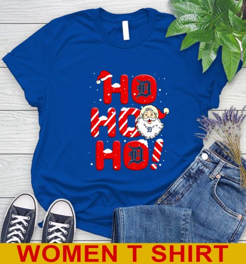 Detroit Tigers MLB Baseball Ho Ho Ho Santa Claus Merry Christmas Shirt Women's T-Shirt 10