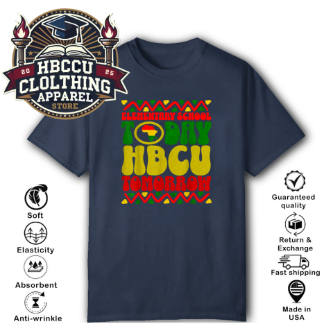 qwq3 elementary school today hbcu tomorrow classic t shirt 2 front navy HBCU Clothing Apparel