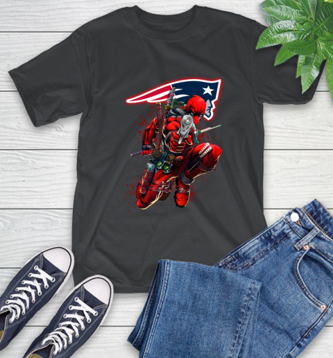 NFL Deadpool Marvel Comics Sports Football New England Patriots T-Shirt 2