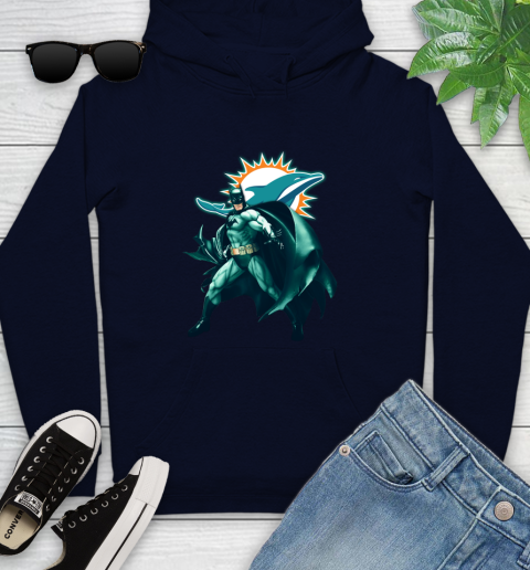 NFL Batman Football Sports Miami Dolphins Youth Hoodie 4