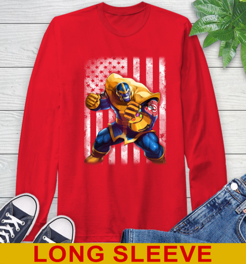 NBA Basketball Atlanta Hawks Thanos Marvel American Flag Shirt Long Sleeve T-Shirt 12