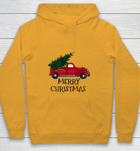 Vintage Red Truck With Merry Christmas Tree Youth Hoodie 2