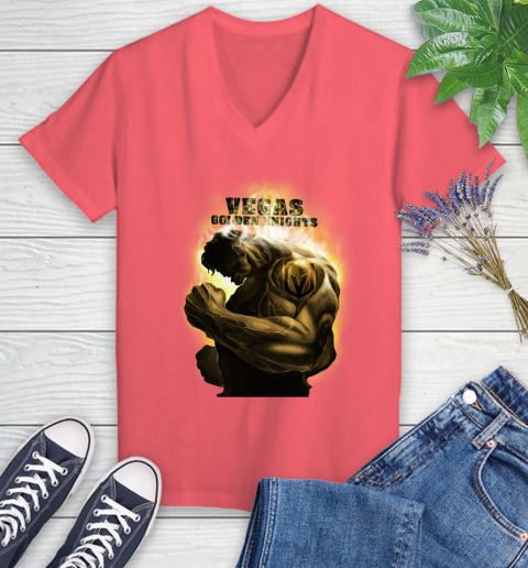 Vegas Golden Knights NHL Hockey Hulk Marvel Avengers Sports Women's V-Neck T-Shirt 6