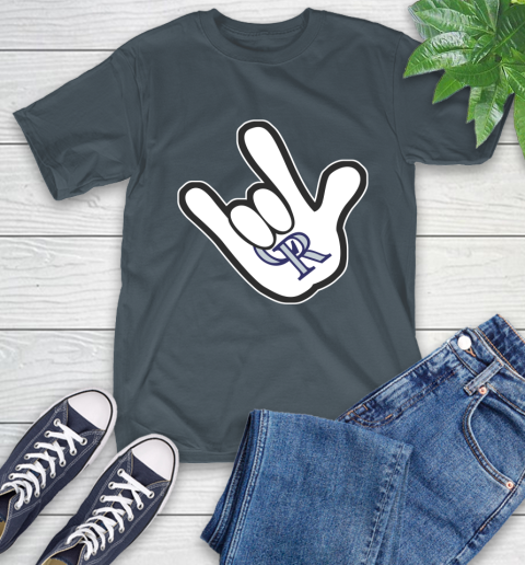Colorado Rockies MLB Baseball Mickey Rock Hand Disney T-Shirt 9
