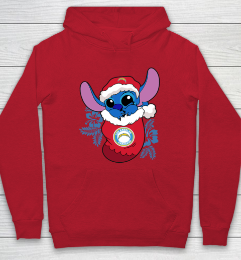 Los Angeles Chargers Christmas Stitch In The Sock Funny Disney NFL Hoodie 10