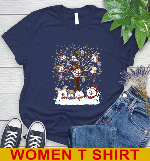 Samoyed dog pet lover light christmas tree shirt 96