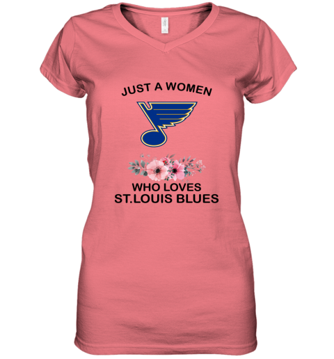 bszo just a woman who loves stlouis blues women v neck t shirt 39 front coral