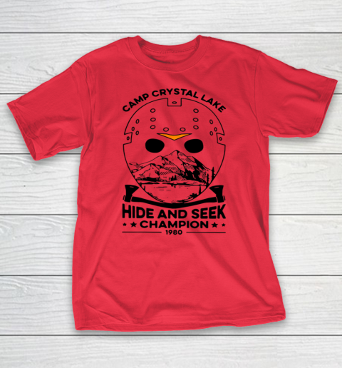 Camp Hide And Seek Champion Crystal Lake 1980 Halloween T-Shirt 7