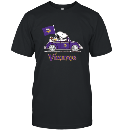 Snoopy And Woodstock Ride The Minnesota Vikings Car NFL Unisex Jersey Tee