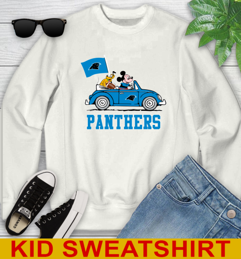 NFL Football Carolina Panthers Pluto Mickey Driving Disney Shirt Youth Sweatshirt