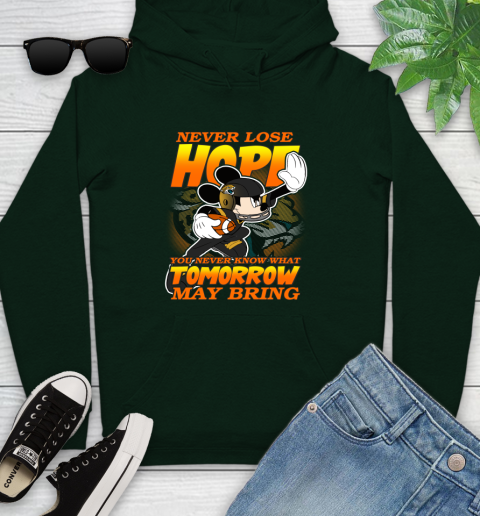 Jacksonville Jaguars NFL Football Mickey Disney Never Lose Hope Youth Hoodie 14