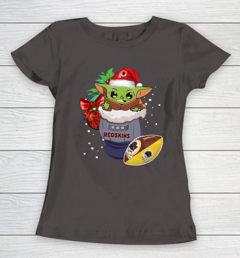 Washington Redskins Christmas Baby Yoda Star Wars Funny Happy NFL Women's T-Shirt 8