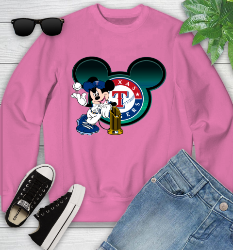 MLB Texas Rangers The Commissioner's Trophy Mickey Mouse Disney Youth Sweatshirt 7