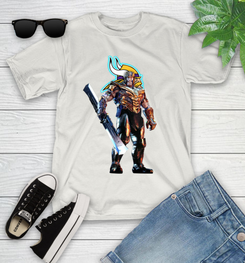 NFL Thanos Gauntlet Avengers Endgame Football Minnesota Vikings Youth T-Shirt 12