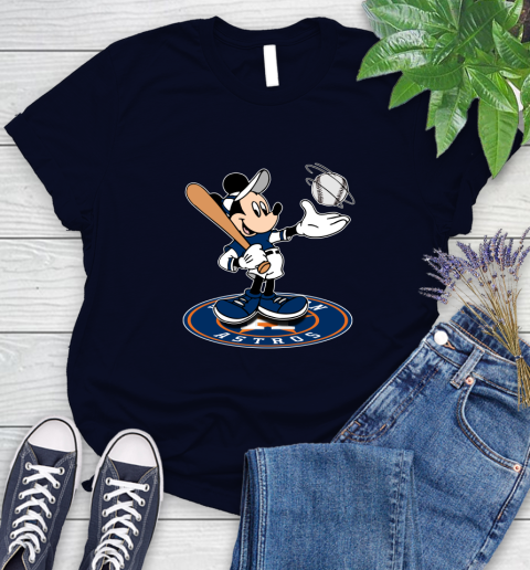 MLB Baseball Houston Astros Cheerful Mickey Disney Shirt Women's T-Shirt 3