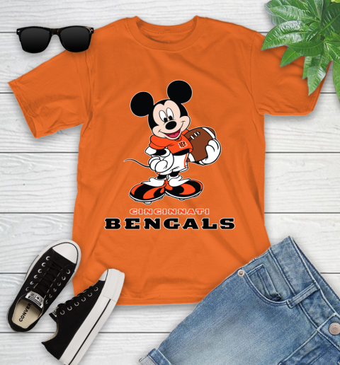 NFL Football Cincinnati Bengals Cheerful Mickey Mouse Shirt Youth T-Shirt 7