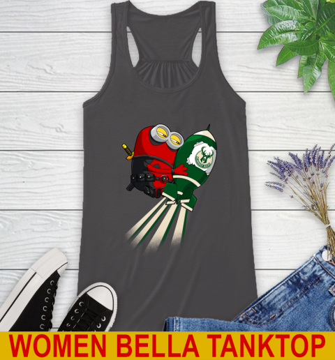 NBA Basketball Milwaukee Bucks Deadpool Minion Marvel Shirt Racerback Tank 10