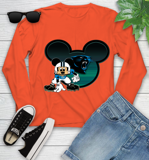 NFL Carolina Panthers Mickey Mouse Disney Football T Shirt Youth Long Sleeve 4