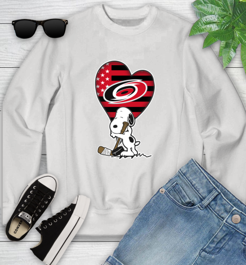 Carolina Hurricanes NHL Hockey The Peanuts Movie Adorable Snoopy Youth Sweatshirt