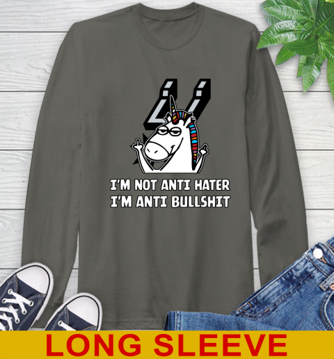 San Antonio Spurs NBA Basketball Unicorn I'm Not Anti Hater I'm Anti Bullshit Long Sleeve T-Shirt 8