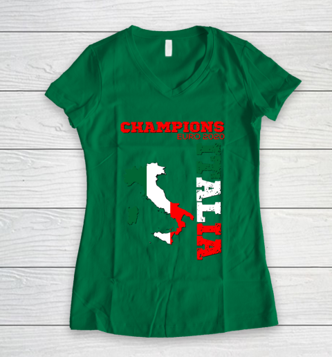 Italy Champions Euro 2020 played in 2021 Women's V-Neck T-Shirt 3