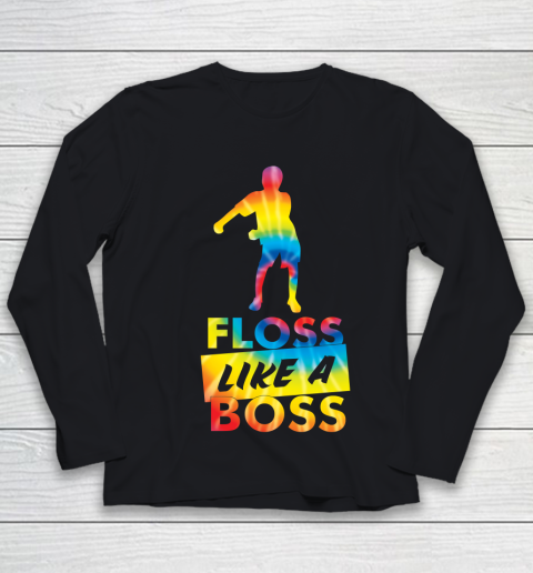 Fortnite Tshirt Tie Dye Floss Like A Boss  Flossing Dance Youth Long Sleeve