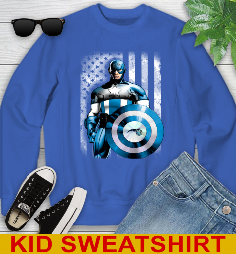 Orlando Magic NBA Basketball Captain America Marvel Avengers American Flag Shirt Youth Sweatshirt 6
