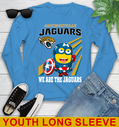 NFL Football Jacksonville Jaguars Captain America Marvel Avengers Minion Shirt Youth Long Sleeve 8
