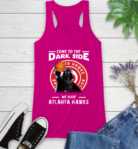 NBA Come To The Dark Side We Have Atlanta Hawks Star Wars Darth Vader Basketball Racerback Tank 7