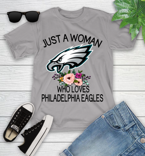 NFL Just A Woman Who Loves Philadelphia Eagles Football Sports Youth T-Shirt 2