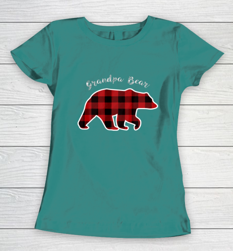 GRANDPA BEAR Men Red Plaid Christmas Pajama Family Gift Women's T-Shirt 10