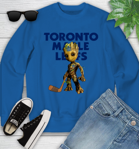 Toronto Maple Leafs NHL Hockey Groot Marvel Guardians Of The Galaxy Youth Sweatshirt 8